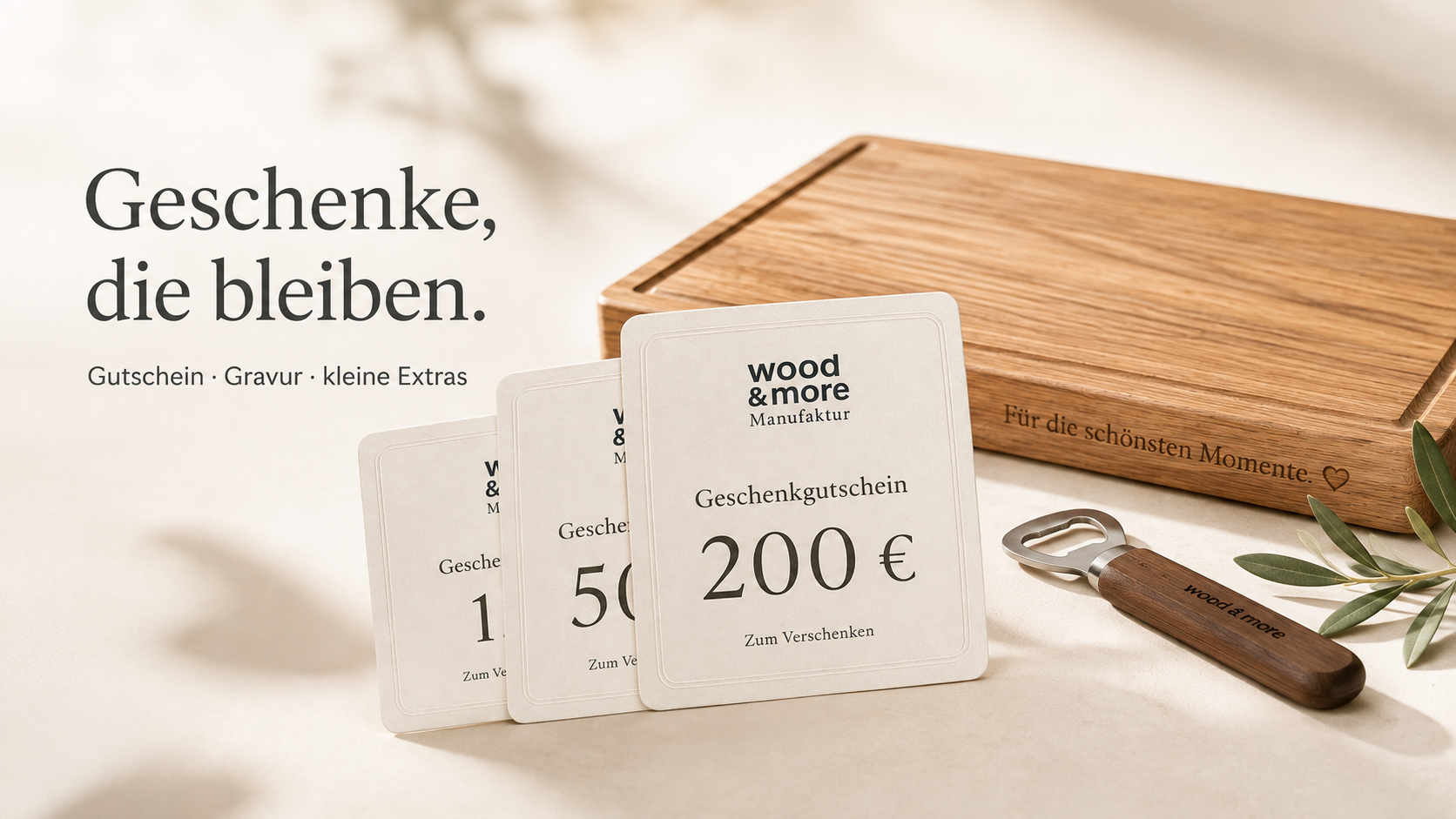 Gutscheine von wood and more von 25-100 Euro 