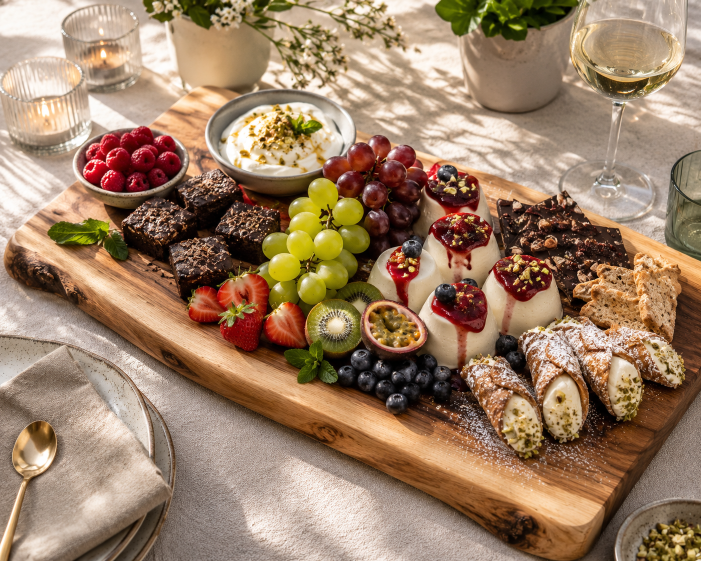 Dessert Board – süße Platten auf Holz servieren