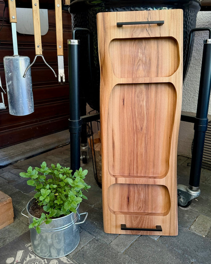 PITMASTER BOARD 80x30x4cm Ulme – schmales BBQ Servierbrett für Grillen, Anrichten & Gäste