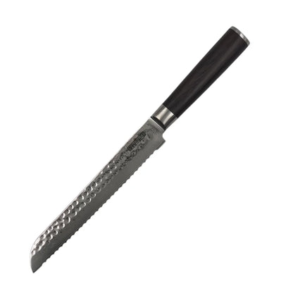 Damast Brotmesser mit VG10-Kern und Wellenschliff für saubere Brotschnitte