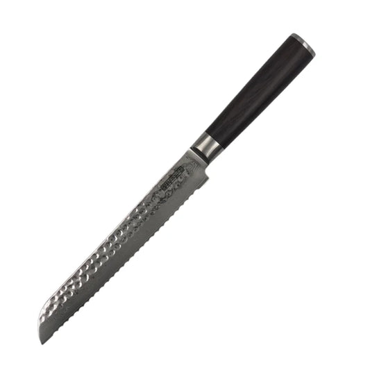 Damast Brotmesser mit VG10-Kern und Wellenschliff für saubere Brotschnitte