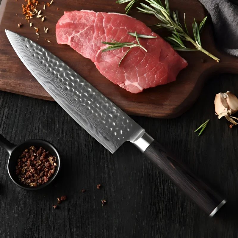 Damast Chefmesser 21 cm – 67 Lagen VG10 Stahl mit Rosenholzgriff
