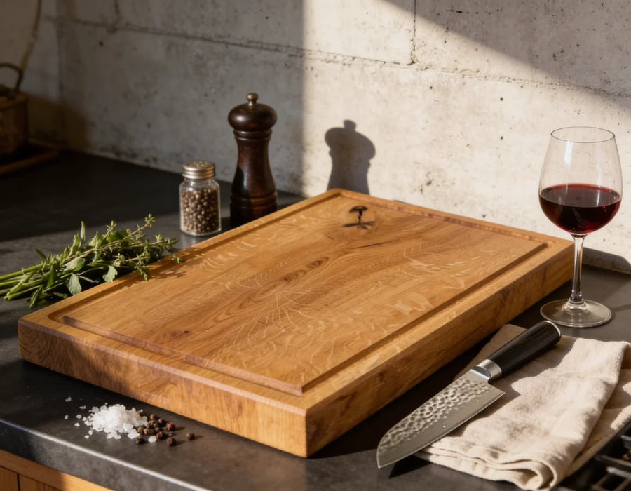 Eiche Schneidebrett 60x40 cm – großes Brett für Küche, Fleisch und Grill