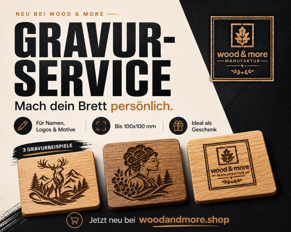 Holzbrett Gravur Service - lass dein Brett gravieren und mach es zu deinem persönlichen Unikat