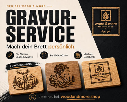 Holzbrett Gravur Service - lass dein Brett gravieren und mach es zu deinem persönlichen Unikat
