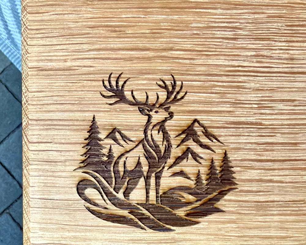 Gravurbeispiel mit Motiv auf einem wood & more Brett