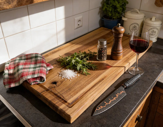 Nussbaum Schneidebrett 80x40x3,8 cm aus massivem Vollholz mit Saftrille, größtes Schneidebrett für Küche, BBQ, Fleisch und großzügige Vorbereitung 