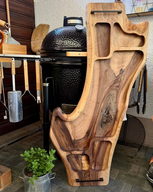 PITMASTER BOARD 120x20-50x4cm Nussbaum – Premium Unikat für BBQ, Catering & große Tafel