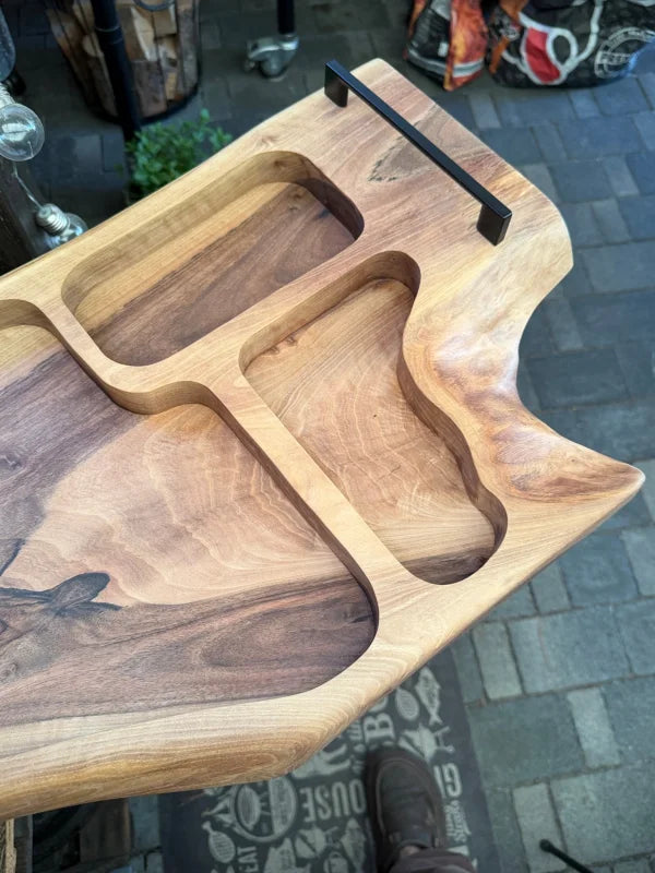 PITMASTER BOARD 120x20-50x4cm Nussbaum – Premium Unikat für BBQ, Catering & große Tafel