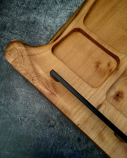 Pitmaster Board 64x41x4cm – BBQ & Catering Brett aus Akazie mit Serviermulden