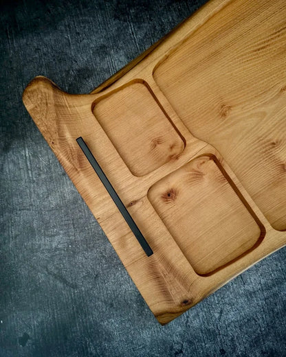 Pitmaster Board 64x41x4cm – BBQ & Catering Brett aus Akazie mit Serviermulden