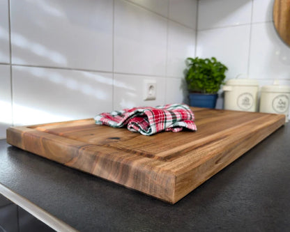 3,8 cm starke Blockkante – Nussbaum Schneidebrett 80x40 cm CHEFBRETT XXXL TitanBlock