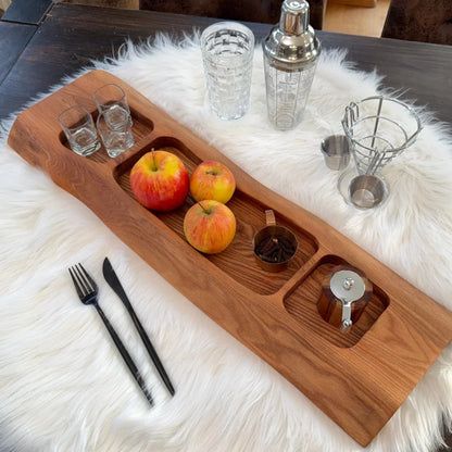 Holz Servierbrett mit Fächern für Snacks und Käse – UNIKAT Snack & Smoke