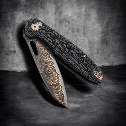 X-SPECTRE Evolution Cu-Mai Damast Taschenmesser mit Flamewood Griff